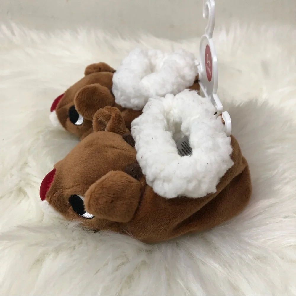 NWT RUDOLPH The Red Nosed Reindeer slippers Sz 0-6 Months